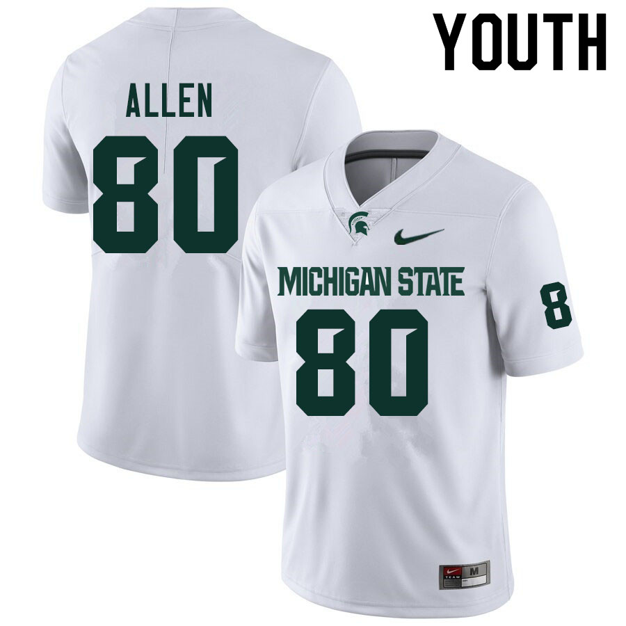 Youth #80 Jalen Allen Michigan State Spartans College Football Jerseys Sale-White